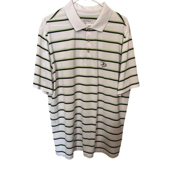 Nike Golf Tour / DisneyWorld  Performance Polo Shirt XXL White Green Striped - Picture 1 of 10